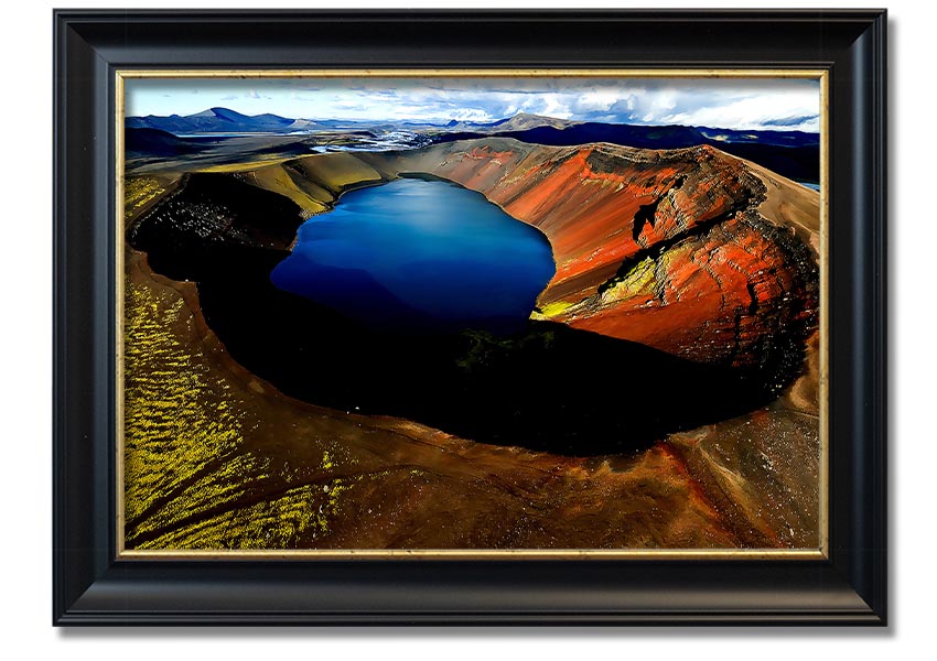 A beautifully framed Arctic Volcanic print showcasing stunning volcanic landscapes, available in various frame colors.