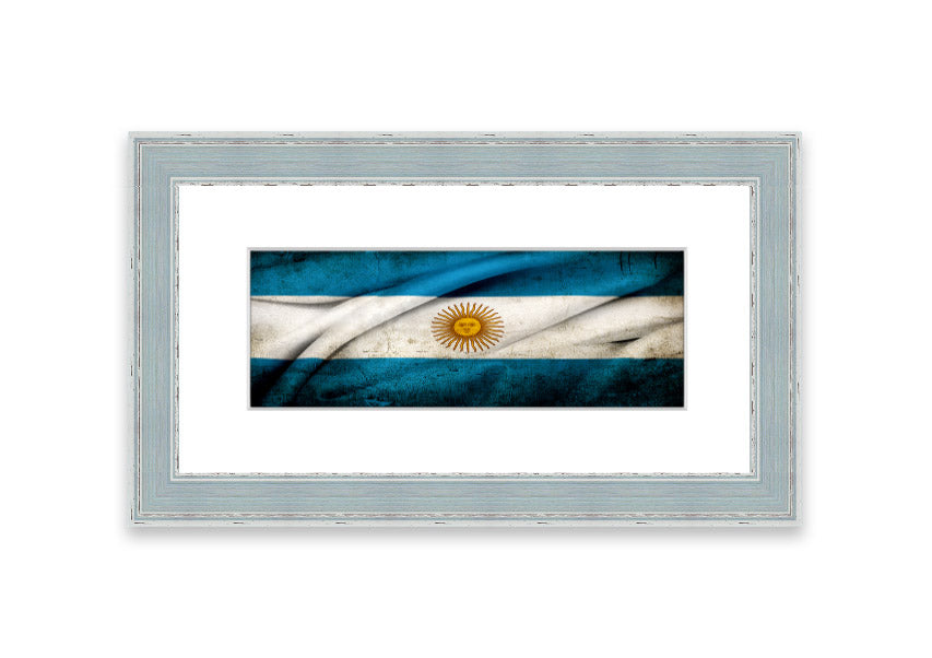 Framed print of the Argentina Sun Flag, showcasing vibrant colors and intricate details, ready to hang on the wall.