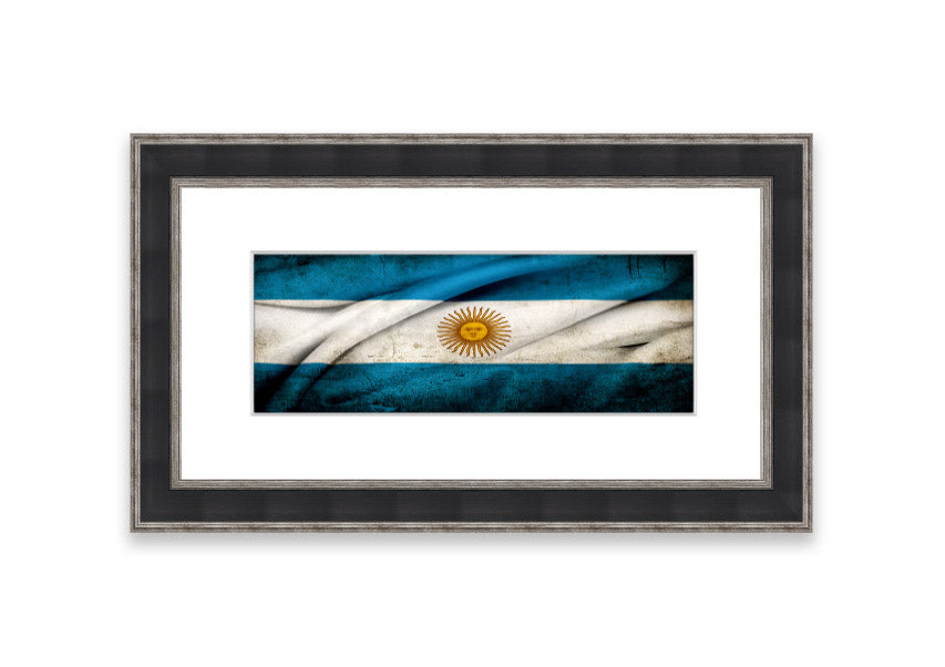 Framed print of the Argentina Sun Flag, showcasing vibrant colors and intricate details, ready to hang on the wall.