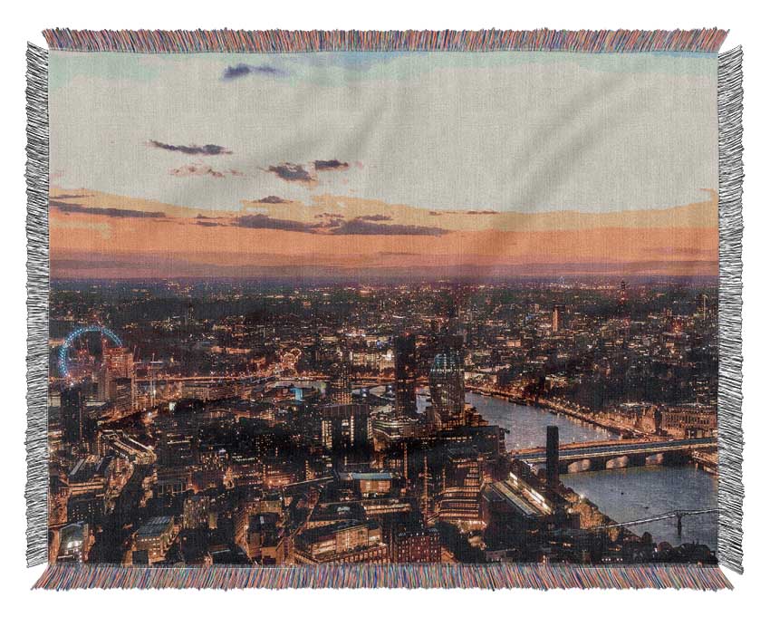 Ariel Twilight View throw blanket made of 100% cotton, featuring a luxurious thermal weave design, perfect for enhancing home decor.