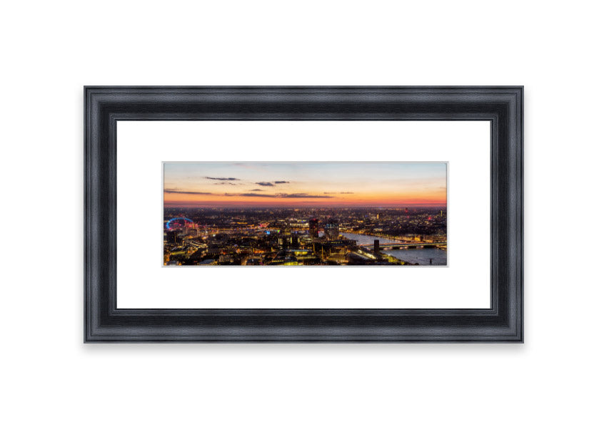 Ariel Twilight View framed print showcasing a serene Cornwall landscape at twilight, elegantly framed in a choice of colors.