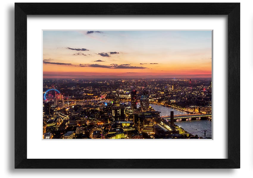 Ariel Twilight View framed print showcasing serene twilight colors, elegantly framed and ready to hang.