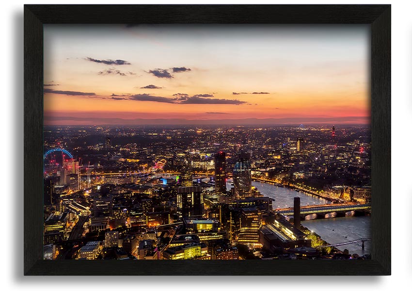 Ariel Twilight View framed print showcasing serene twilight colors, elegantly framed and ready to hang.