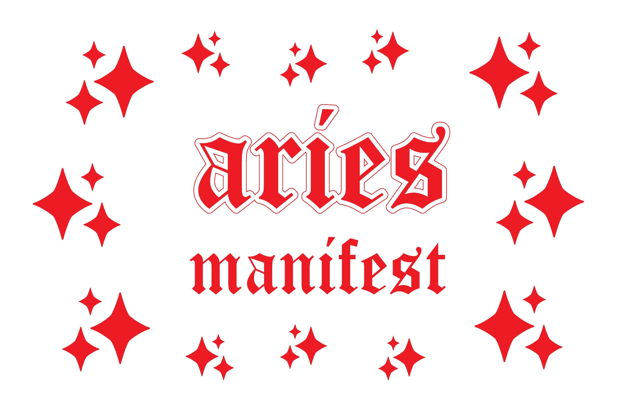 A collection of 14 Aries horoscope wall decal stickers on an 11x17 sheet, featuring bold and stylish designs.