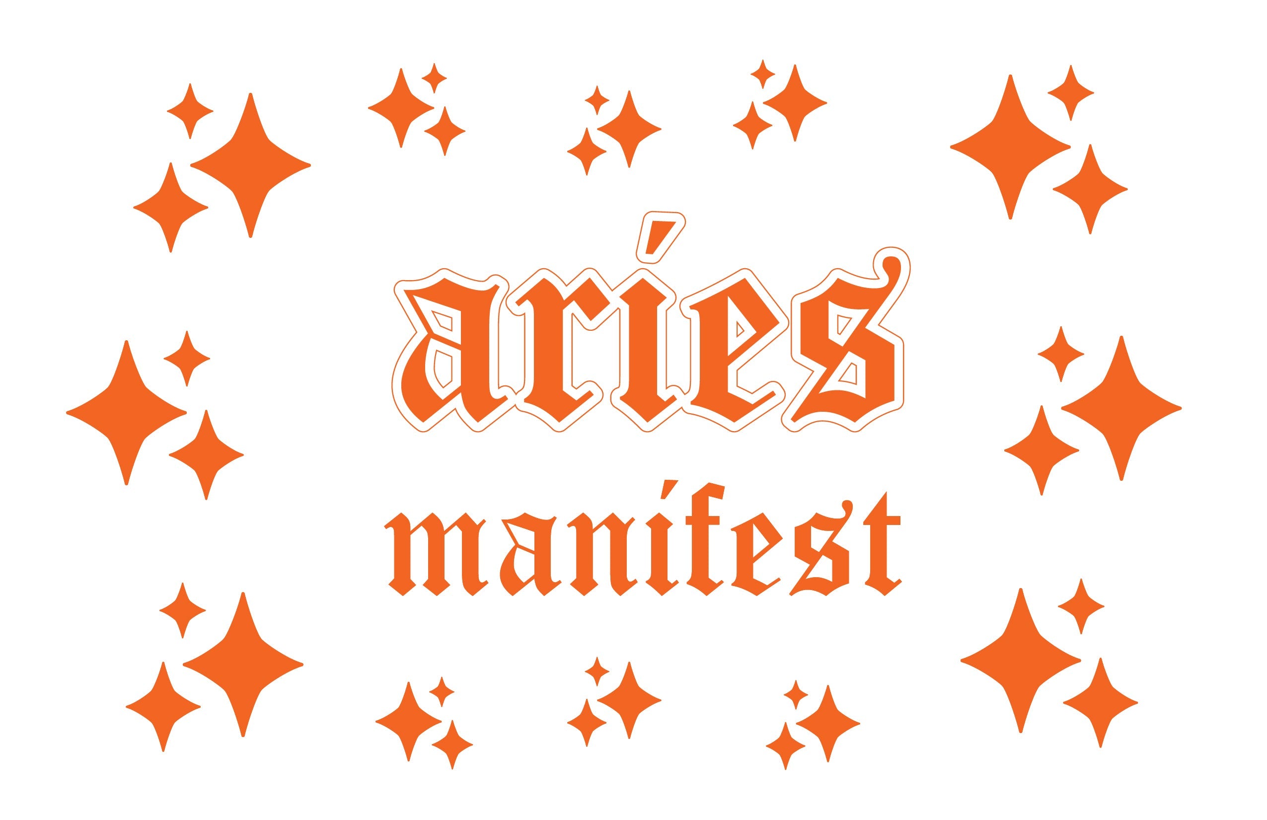 A collection of 14 Aries horoscope wall decal stickers on an 11x17 sheet, featuring bold and stylish designs.