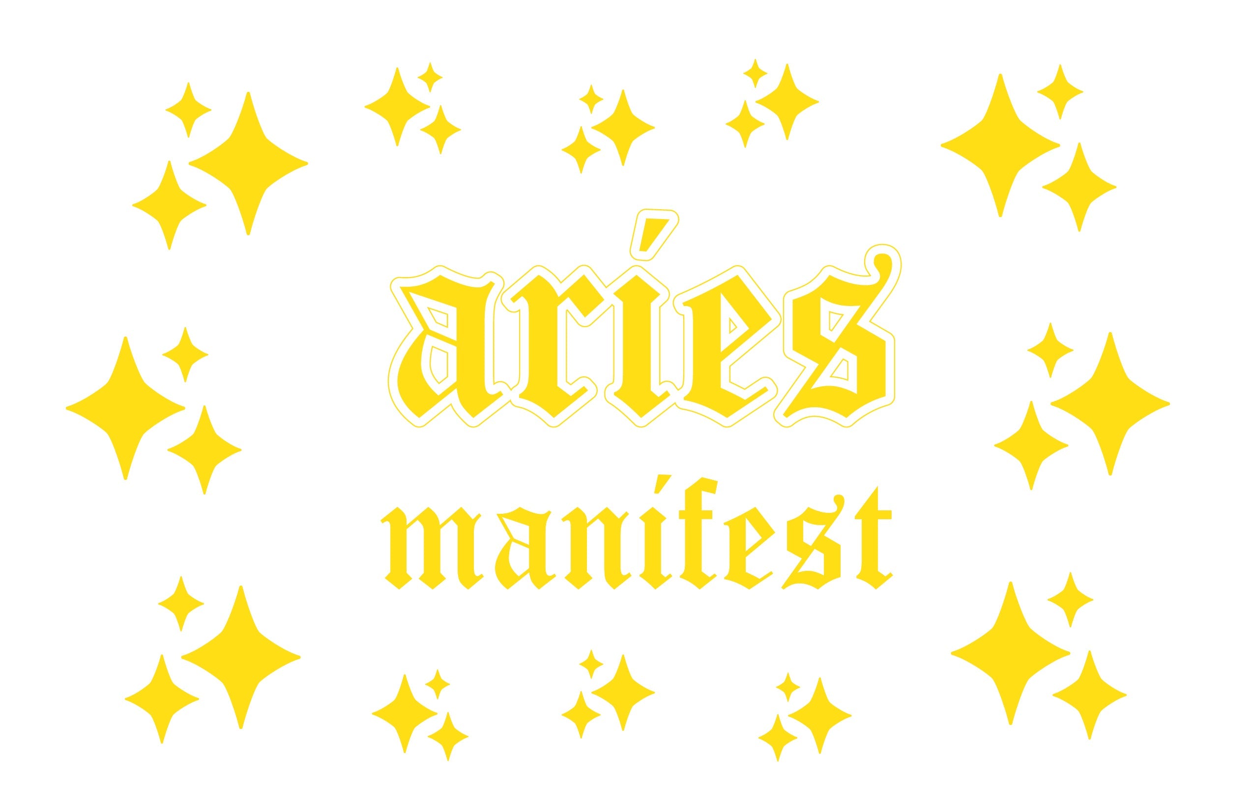 A collection of 14 Aries horoscope wall decal stickers on an 11x17 sheet, featuring bold and stylish designs.