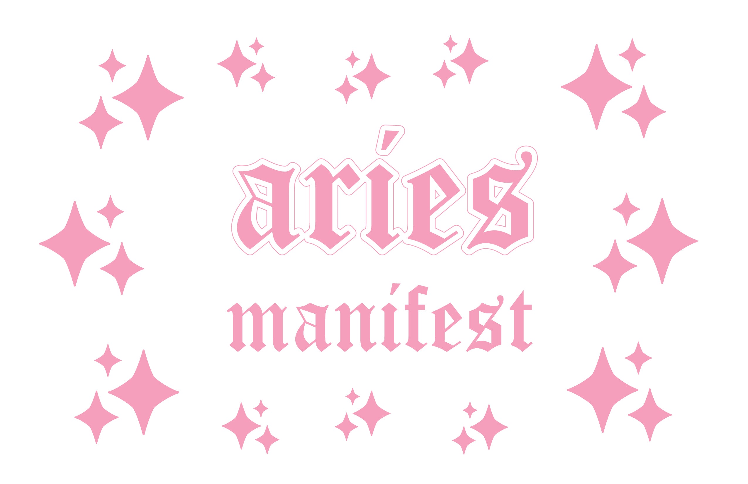 A collection of 14 Aries horoscope wall decal stickers on an 11x17 sheet, featuring bold and stylish designs.