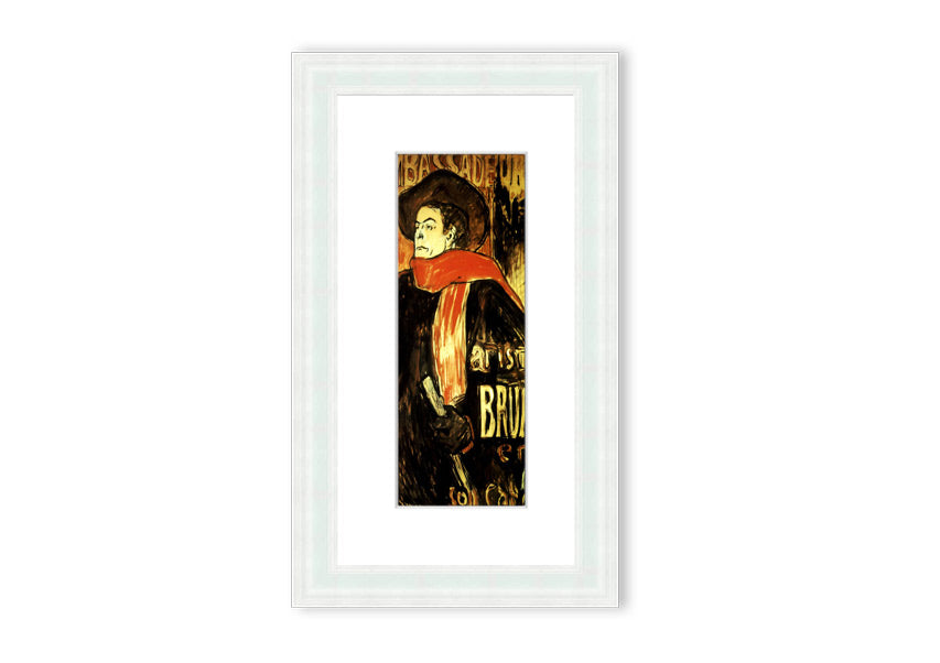 Framed print of Aristide Bruant Study by Toulouse Lautrec, showcasing vibrant colors and intricate details.