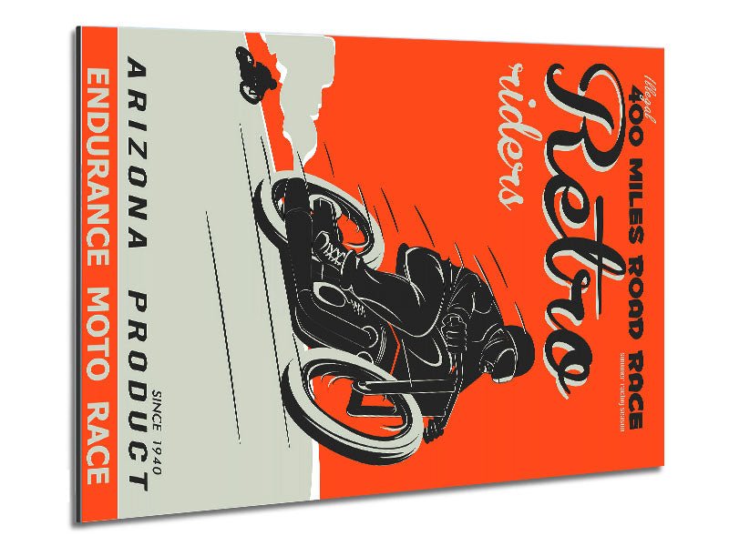 Arizona Riders artwork printed on brushed aluminium dibond, showcasing vibrant colors and modern design.