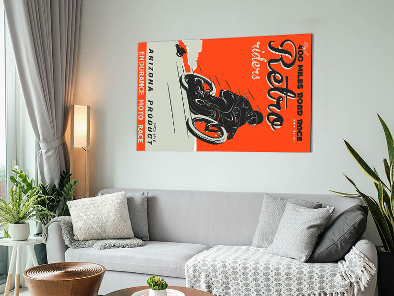 Arizona Riders artwork printed on brushed aluminium dibond, showcasing vibrant colors and modern design.