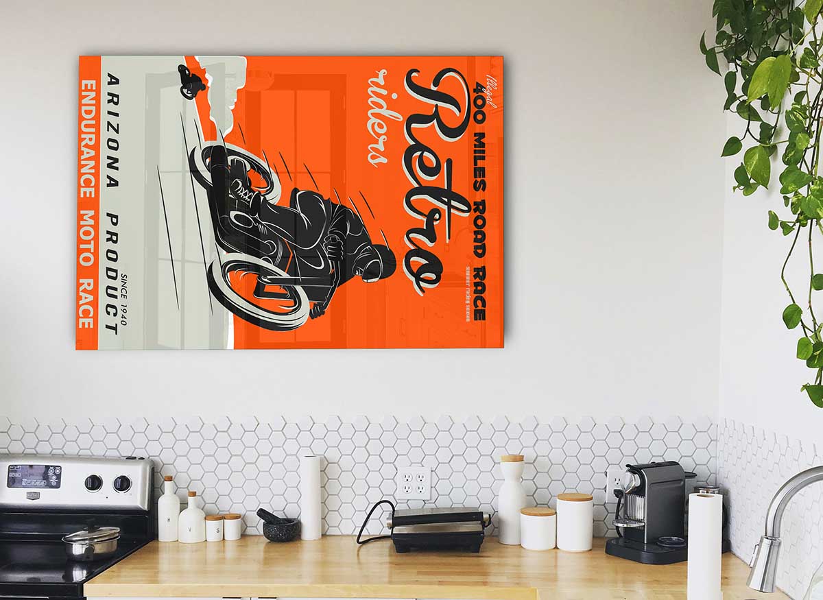 Arizona Riders glass print featuring vibrant colors and modern design, perfect for home decor.