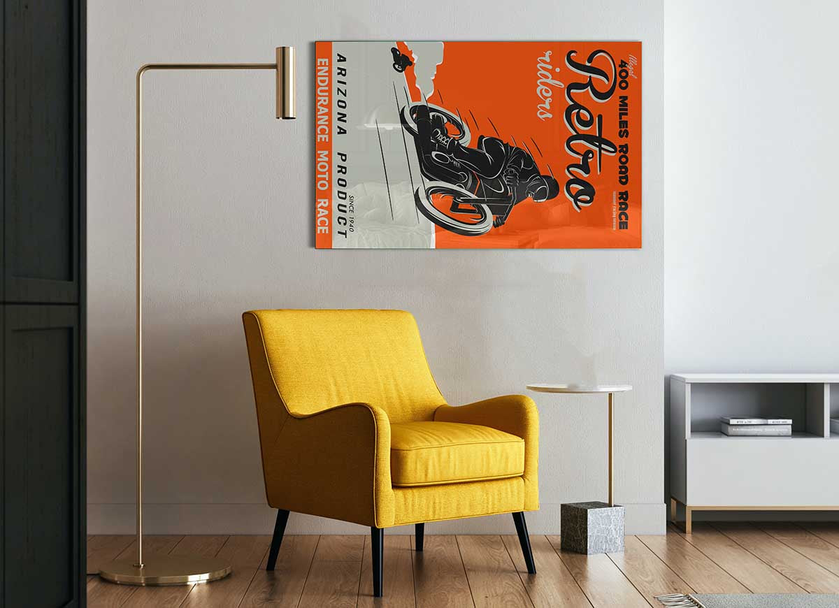 Arizona Riders glass print featuring vibrant colors and modern design, perfect for home decor.