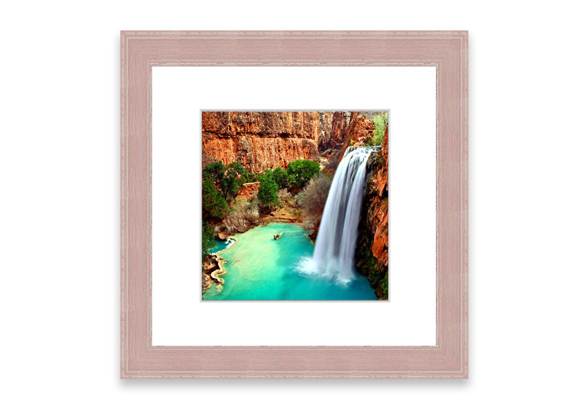 Framed print of Arizona Waterfalls, showcasing vibrant colors and serene natural beauty, available in various frame colors.