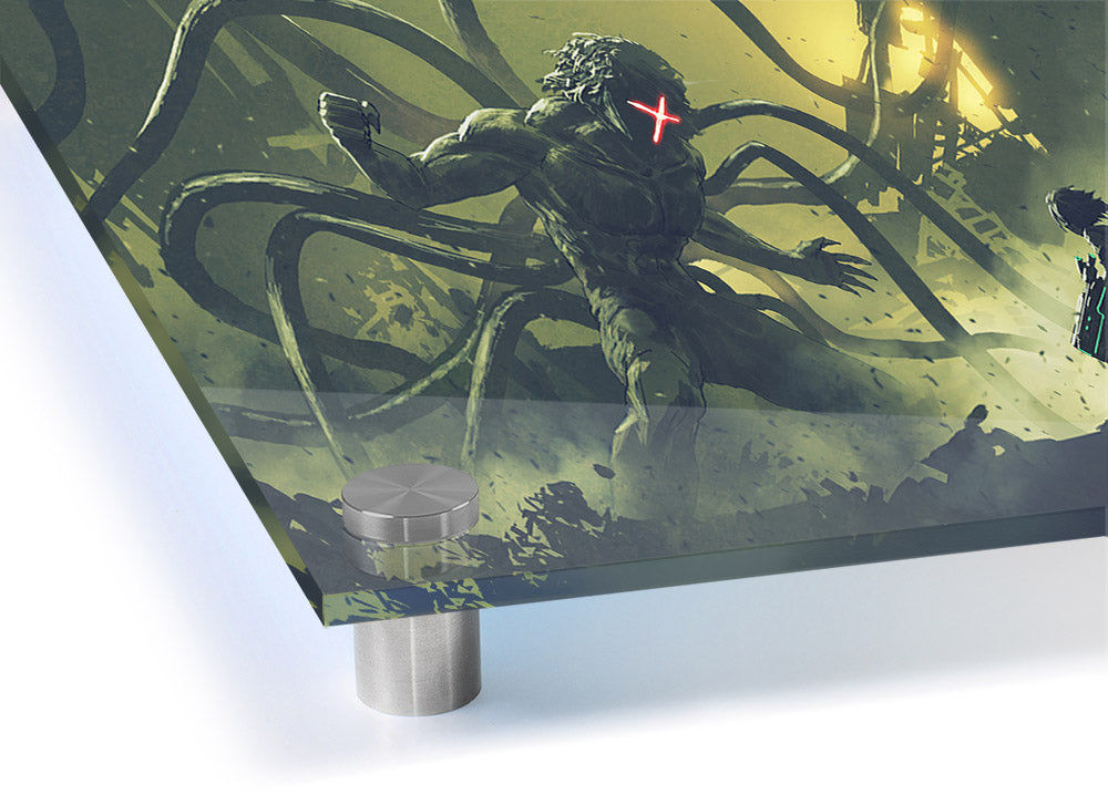 Arms Of A Terror Man acrylic print showcasing vibrant colors on 5mm thick acrylic glass, ready to hang.