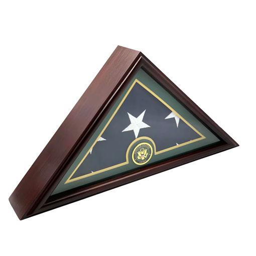 Elegant Army Flag Display Case Box with real glass front and solid wood cherry finish, designed for 5x9 burial flags.
