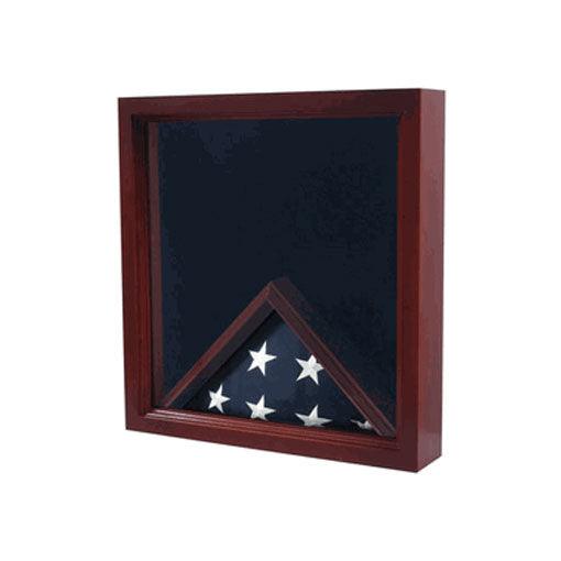 Elegant Army Flag Medal Display Box made of cherry wood, showcasing medals and a folded flag.