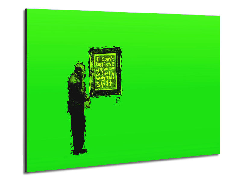 Art Auction Green printed on brushed aluminium dibond, showcasing vibrant colors and modern design.