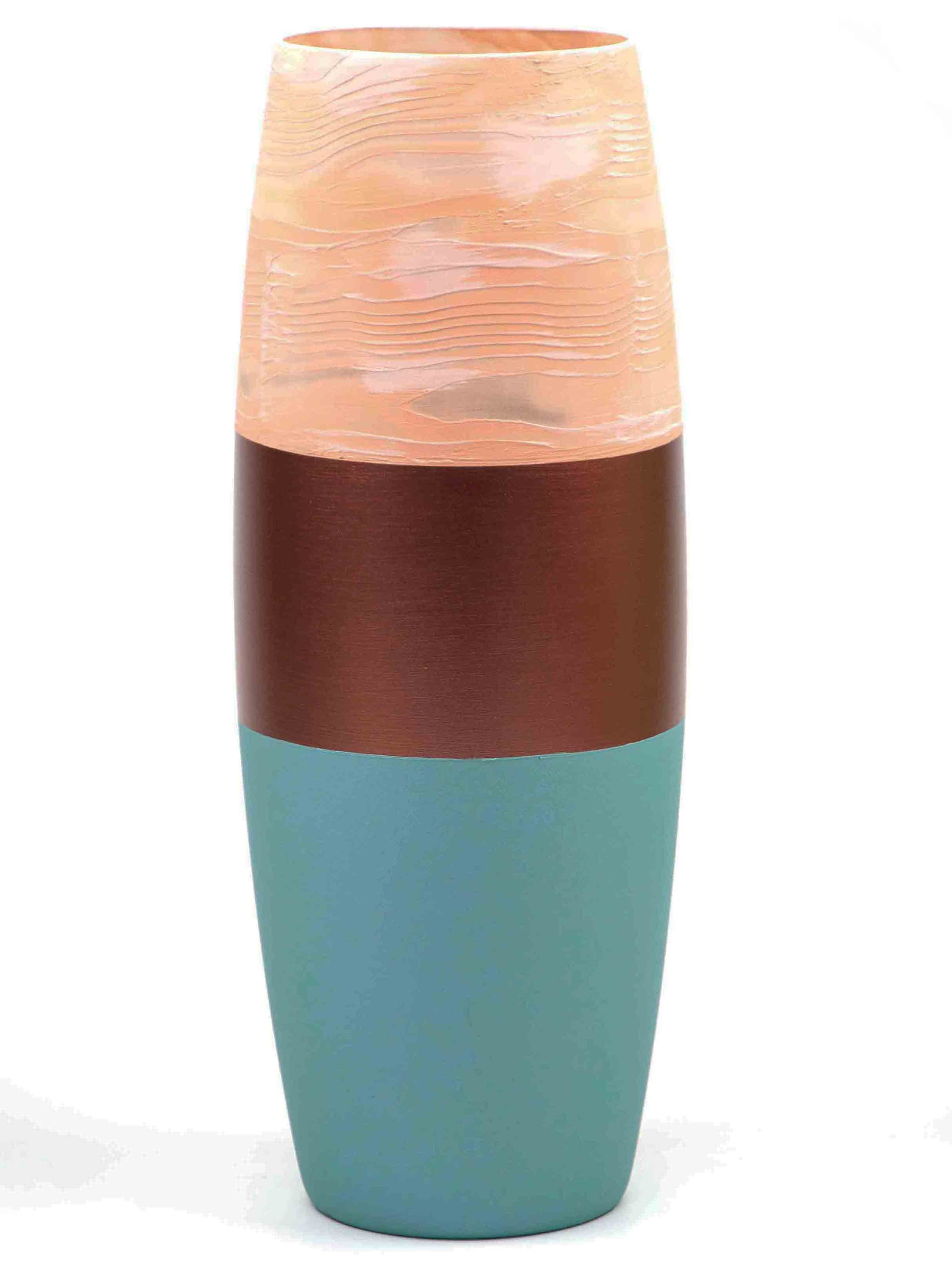 Handmade oval glass vase with unique hand-painted designs, perfect for floral arrangements and home decor.