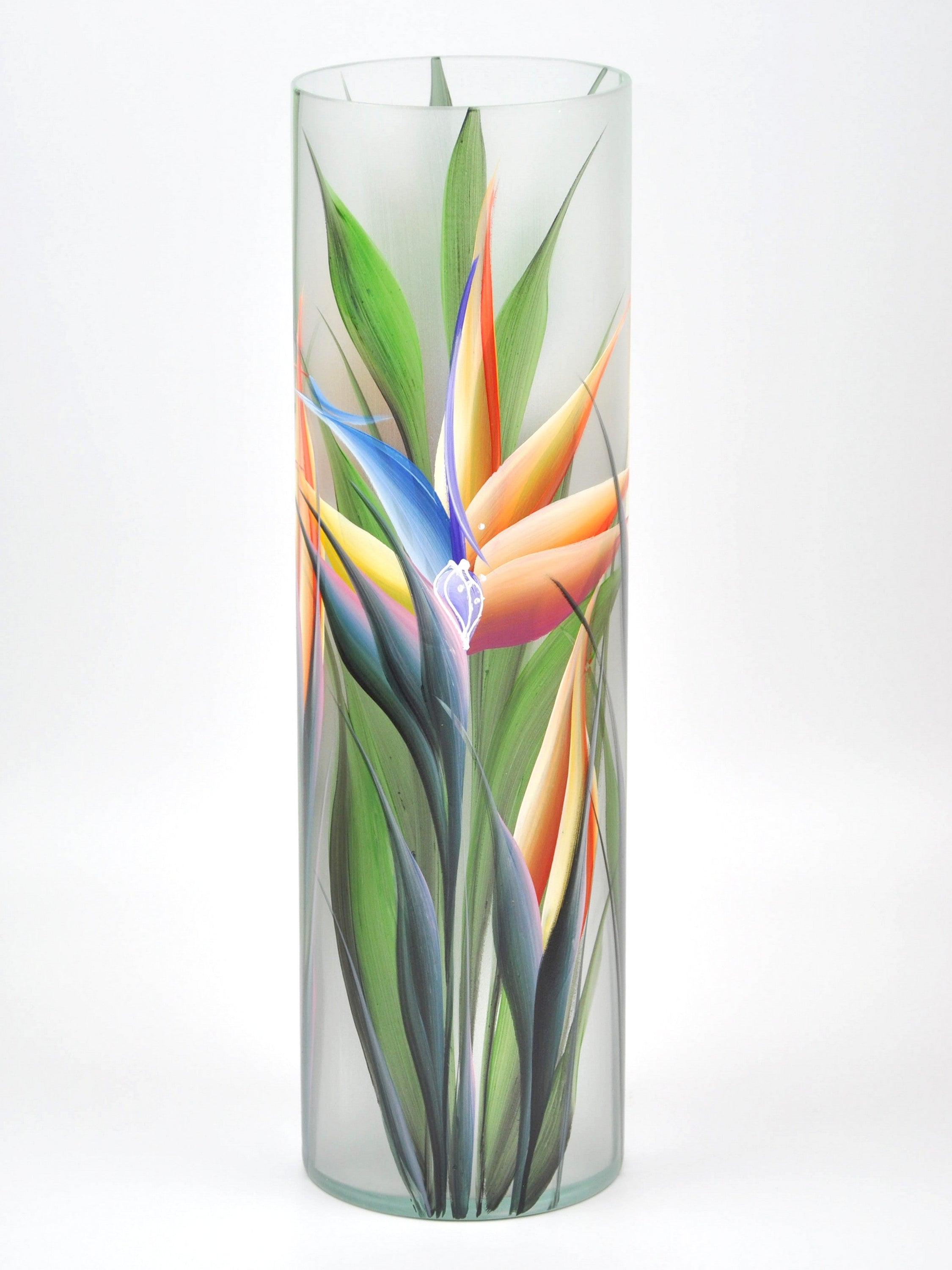 Art decorative glass vase 7017/400/sh119, hand-painted with unique designs, showcasing high-quality craftsmanship and elegant shapes.