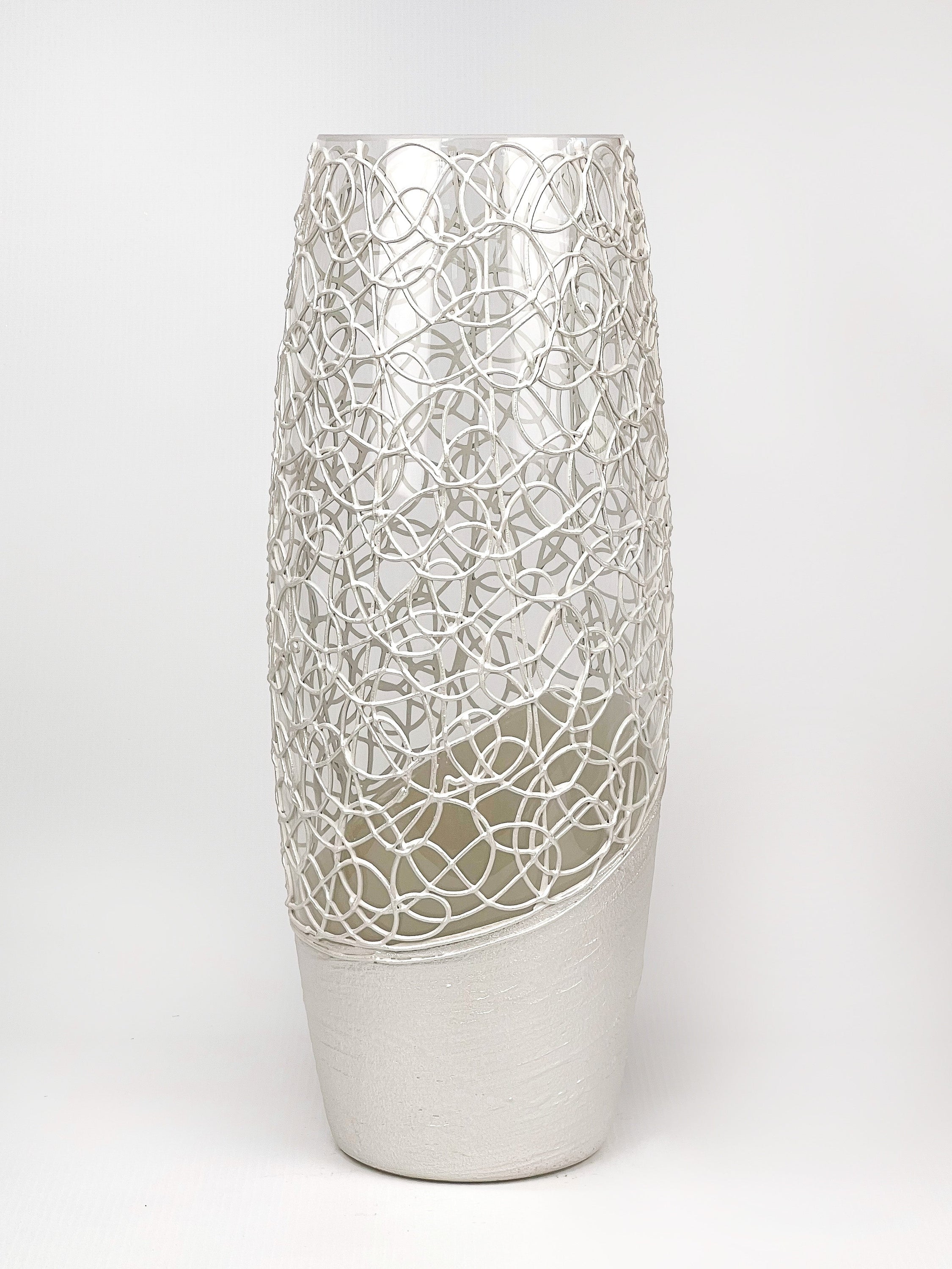 Art decorative glass vase 7124/400/sh262, hand-painted with unique designs, showcasing vibrant colors and intricate patterns.