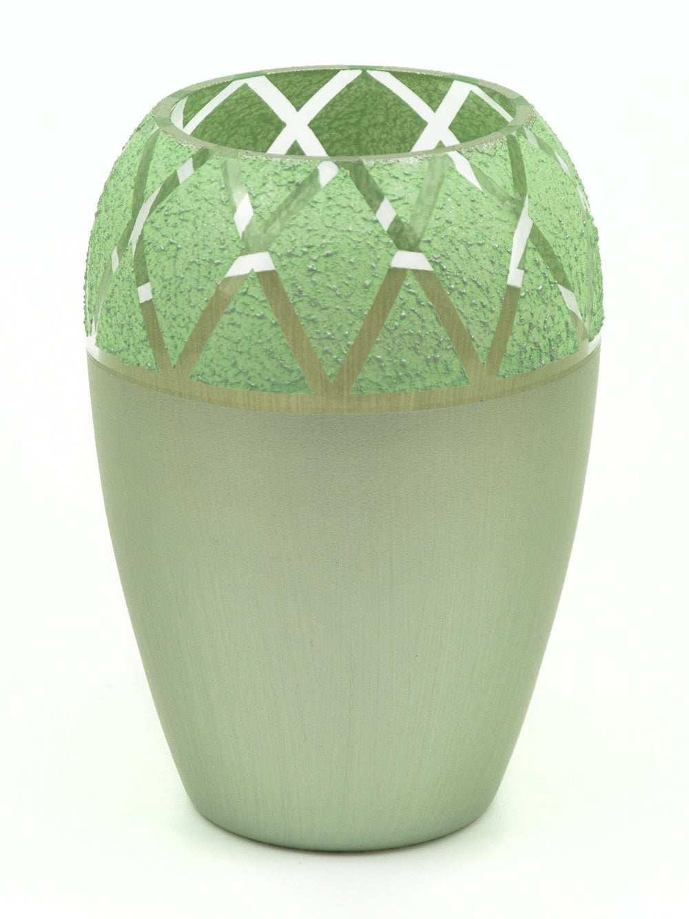 Art decorative glass vase 9381/200/sh167.1, hand-painted with unique designs, showcasing vibrant colors and intricate patterns.