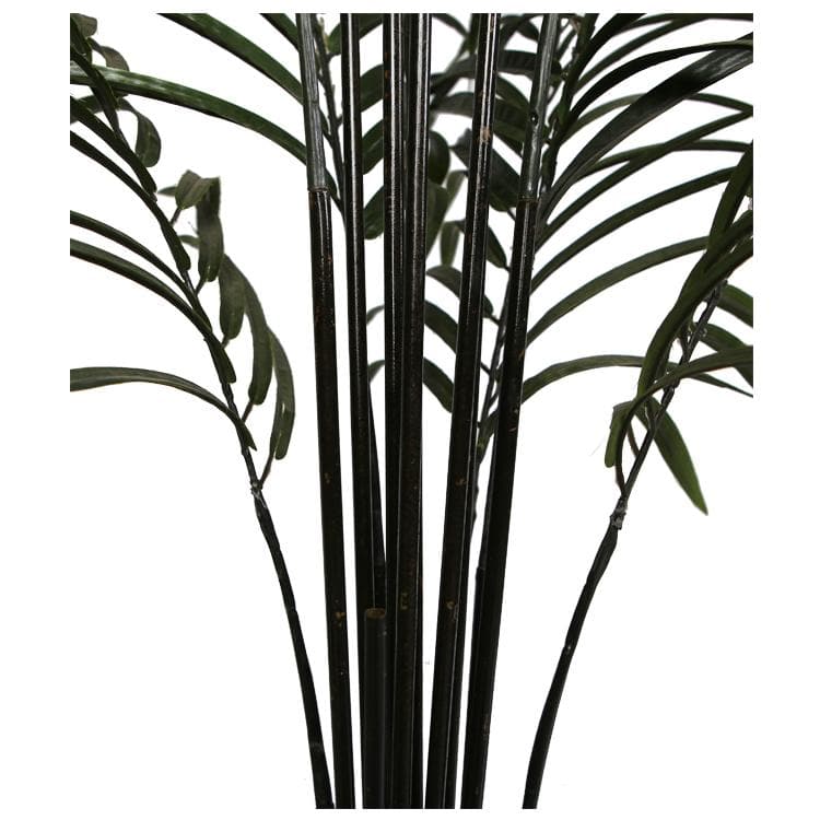 Artificial Areca Palm with black trunks, standing 190cm tall, featuring lush green leaves in a stylish black pot.