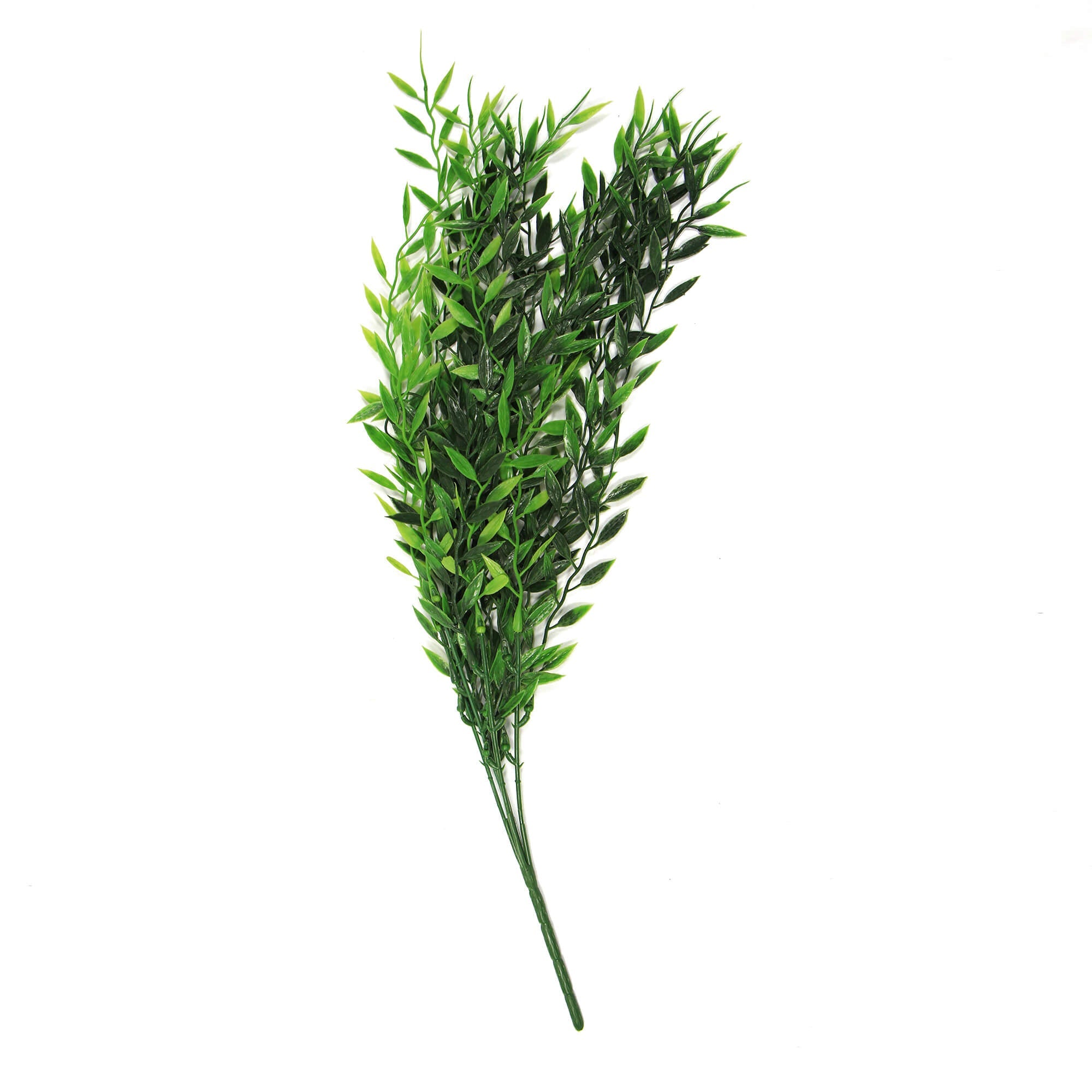A 30cm tall artificial bamboo leaf stem with five branches, showcasing realistic green leaves, perfect for indoor and outdoor decoration.