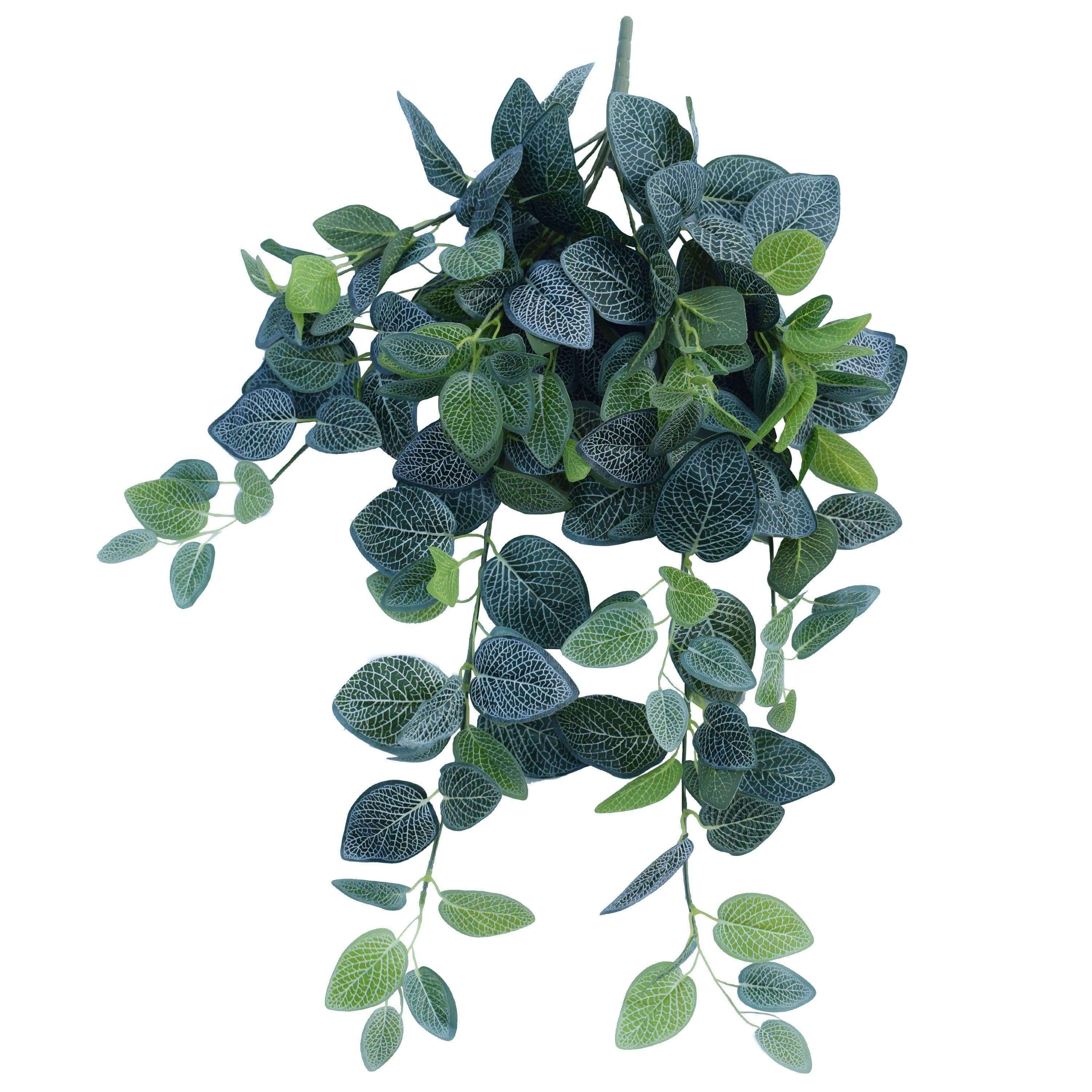 Artificial Fittonia Hanging Garland Bush 80cm with vibrant leaves cascading down, showcasing its realistic appearance and quality craftsmanship.