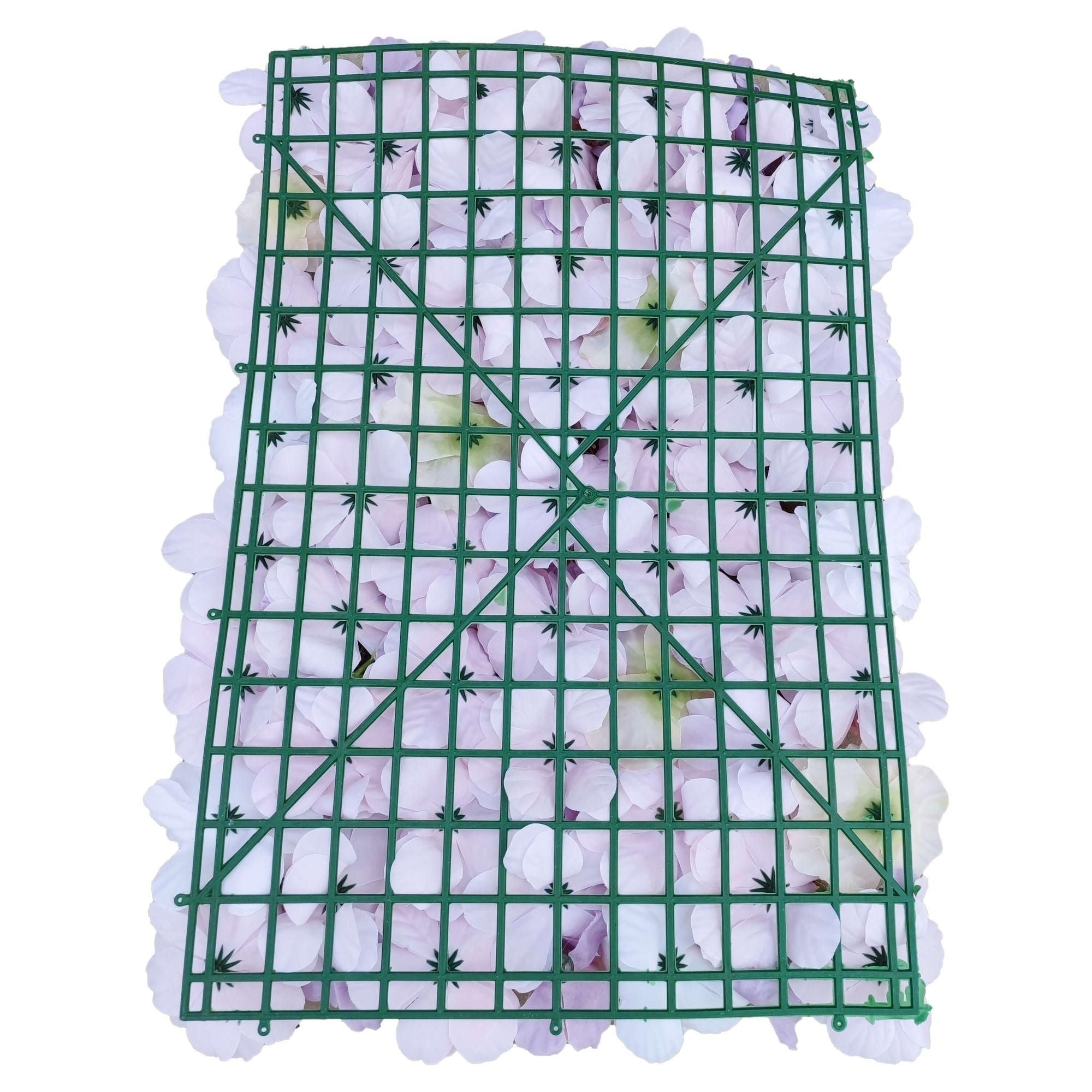 Artificial Flower Wall Backdrop Panel featuring mixed pink and white silk flowers, ideal for creating stunning photo backdrops.