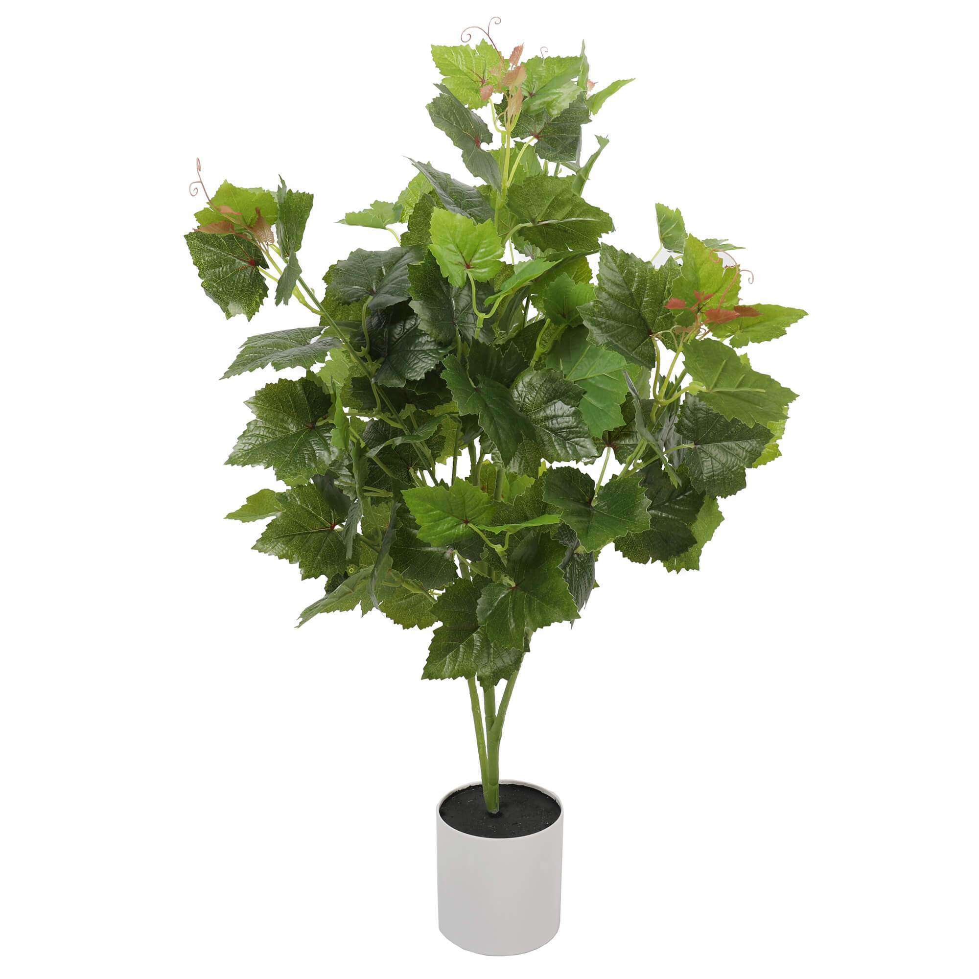 Artificial Potted Grape Vine Tree 70cm with realistic green leaves and pink/red flower buds in a decorative pot.