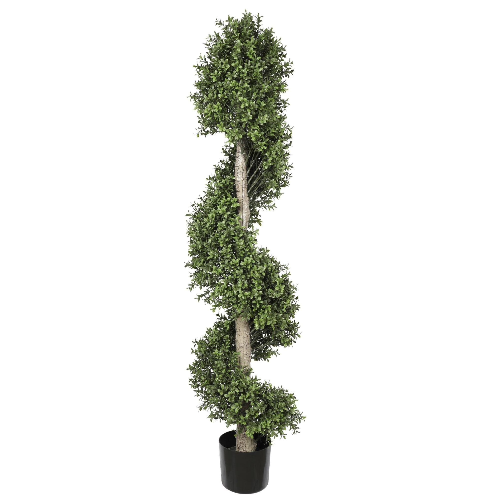 150cm tall artificial spiral topiary tree with lush green foliage, suitable for indoor and outdoor use, showcasing a realistic design.