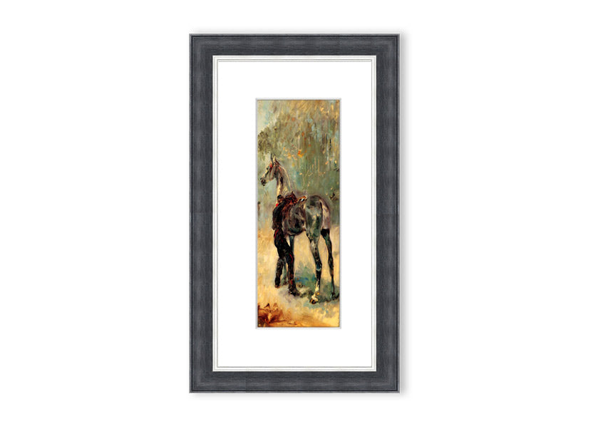 Framed print of Artilleryman and His Horse by Toulouse Lautrec, showcasing vibrant colors and intricate details.