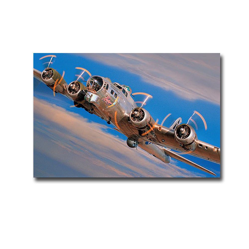 World War II bomber flying.