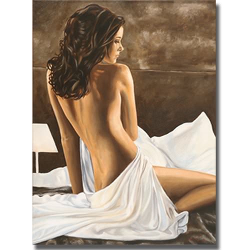 Back view of woman painting.