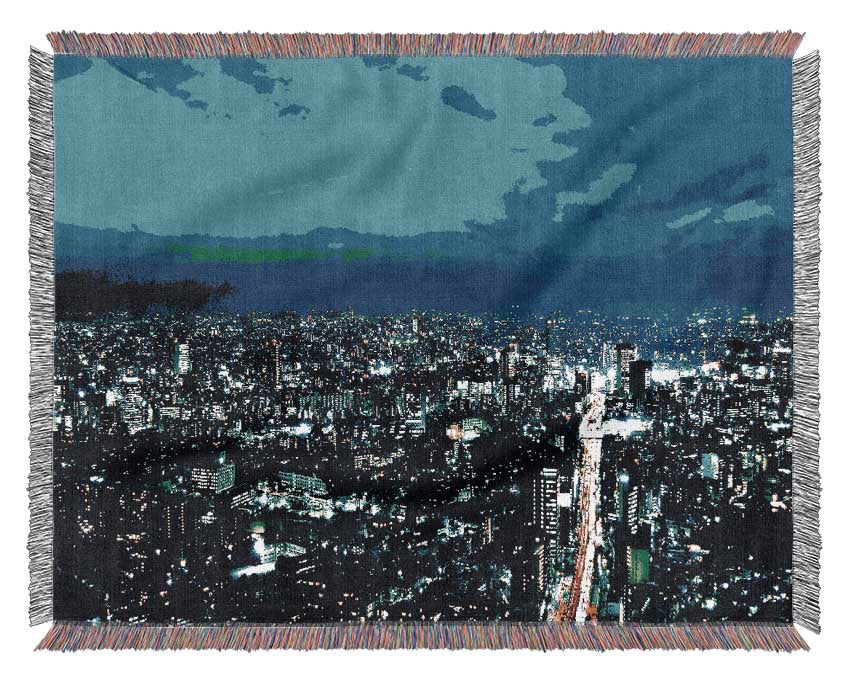 Luxurious 100% cotton throw blanket in a thermal weave, perfect for bed or couch, enhancing interior decor.