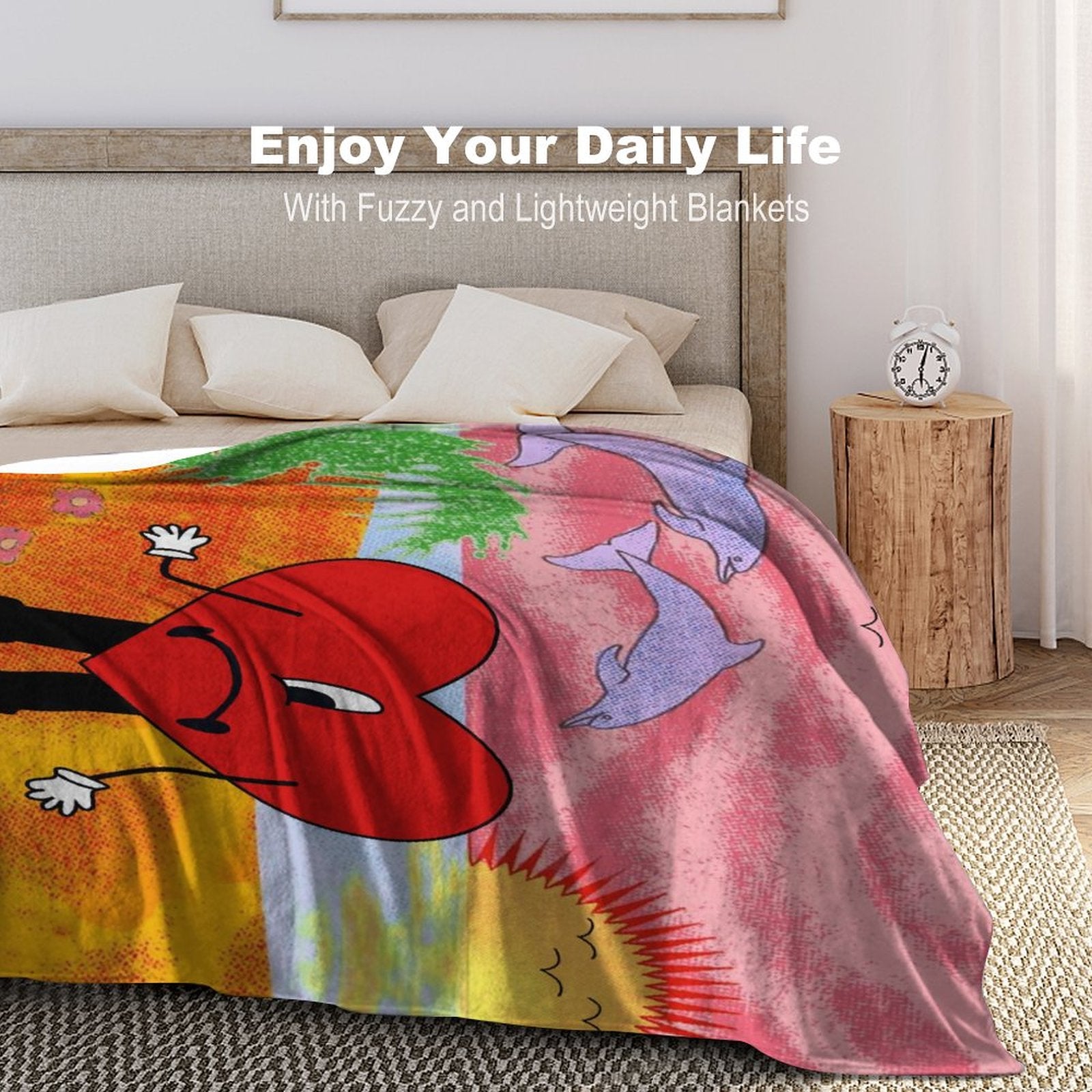 Bad Bunny Un Verano Sin Ti Throw Blanket featuring vibrant colors and soft texture, perfect for cozying up or as a stylish decor piece.