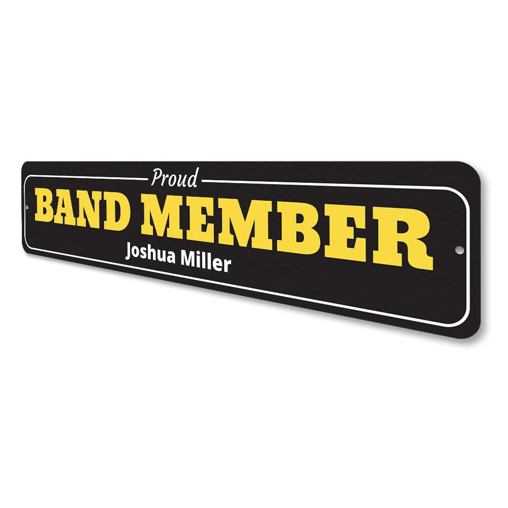 Customizable Band Member Sign made of high-quality aluminum, featuring pre-drilled holes for easy mounting.
