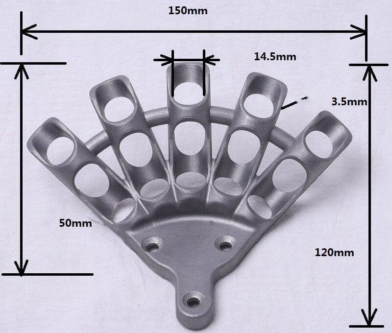 Porte-drapeau en aluminium à cinq doigts, léger et durable, avec finition résistante à la corrosion.