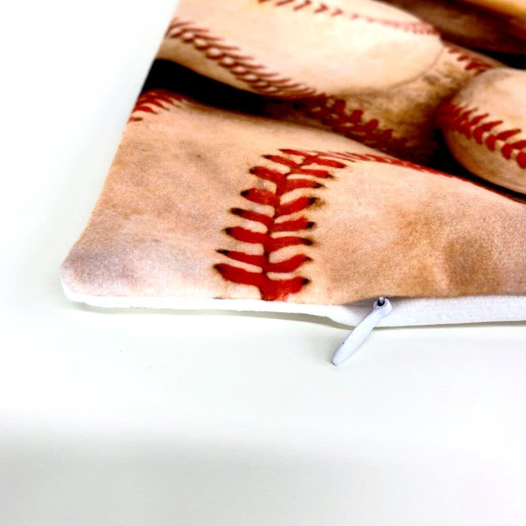 Handmade baseball-themed throw pillows featuring crisp graphics and soft fabric, perfect for baseball fans.