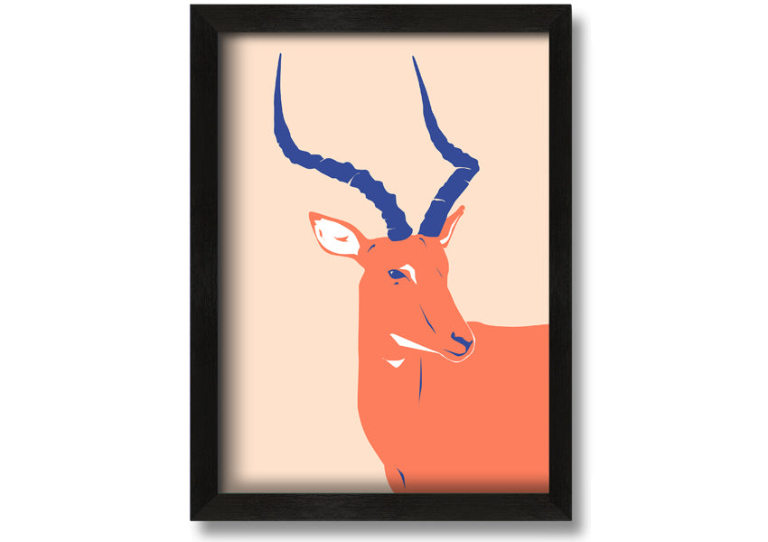 Beautiful Impala framed print showcasing a graceful antelope, available in various frame colors, handmade in the UK.