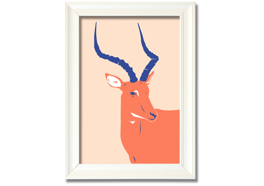 Beautiful Impala framed print showcasing a graceful antelope, available in various frame colors, handmade in the UK.