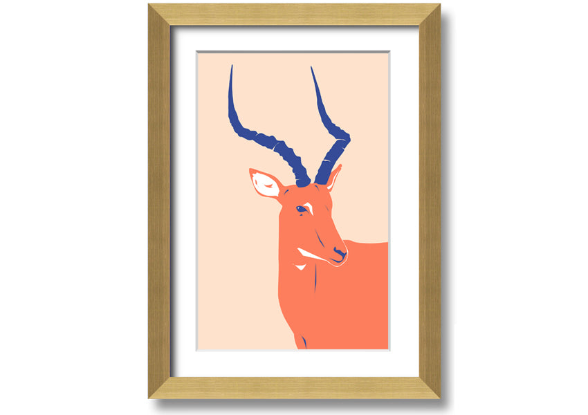 Beautiful Impala framed print showcasing a graceful antelope, available in various frame colors, handmade in the UK.