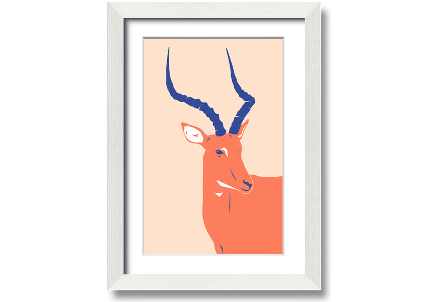 Beautiful Impala framed print showcasing a graceful antelope, available in various frame colors, handmade in the UK.