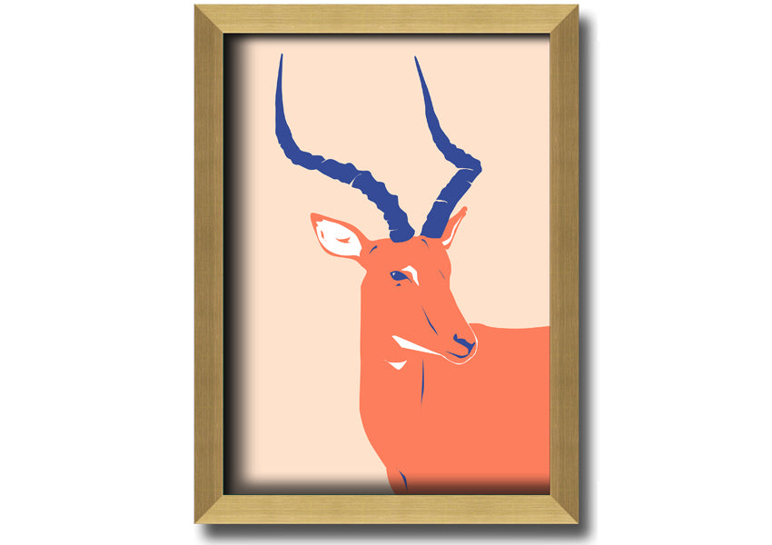 Beautiful Impala framed print showcasing a graceful antelope, available in various frame colors, handmade in the UK.