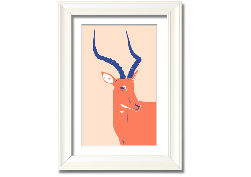 Beautiful Impala framed print showcasing a graceful antelope, available in various frame colors, handmade in the UK.