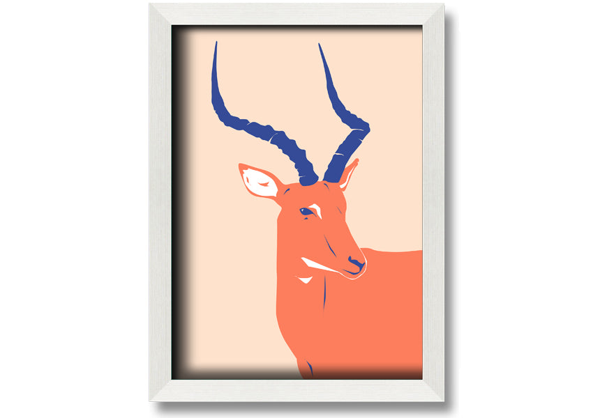Beautiful Impala framed print showcasing a graceful antelope, available in various frame colors, handmade in the UK.