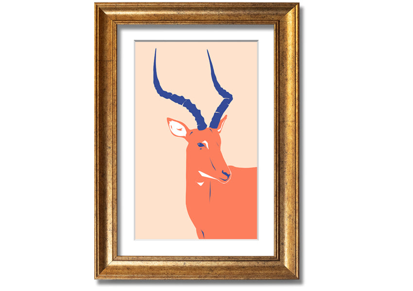 Beautiful Impala framed print showcasing a graceful antelope, available in various frame colors, handmade in the UK.