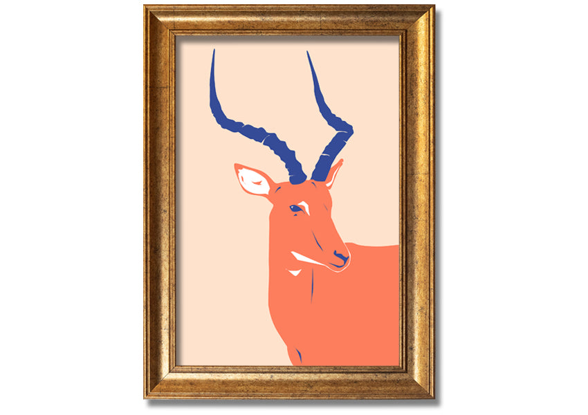 Beautiful Impala framed print showcasing a graceful antelope, available in various frame colors, handmade in the UK.