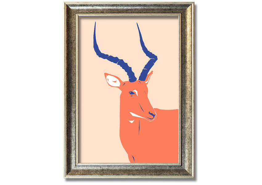 Beautiful Impala framed print showcasing a graceful antelope, available in various frame colors, handmade in the UK.
