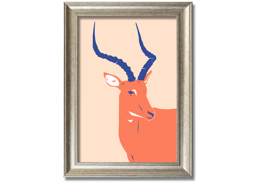 Beautiful Impala framed print showcasing a graceful antelope, available in various frame colors, handmade in the UK.